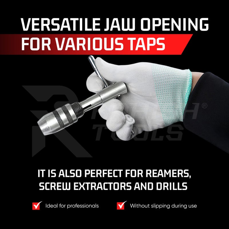RAHISH TOOLS 3 Piece T Handle Tap Wrench Set with Jaw Opening 1/16""-5/32""  5/32""-1/4""  1/4""-1/2"" - Precise Tightening Wrenches Jaws Grip for Taps  Reamers  Screw Extractors  Drills - Made in India - Image 4